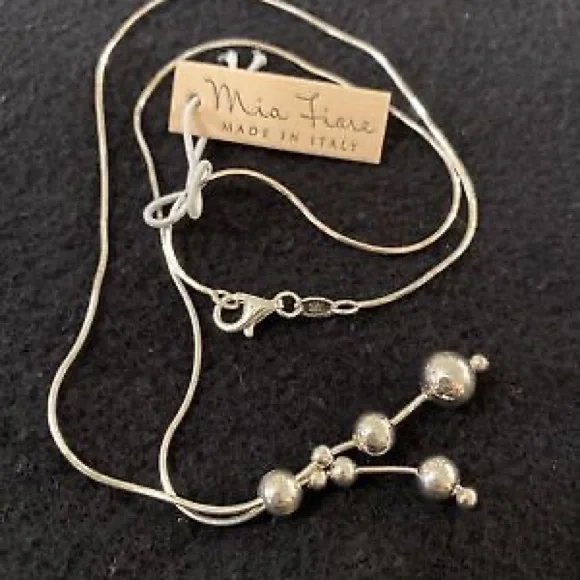 Mia fiare sterling silver necklace earrings set ball new - Picture 2 of 2